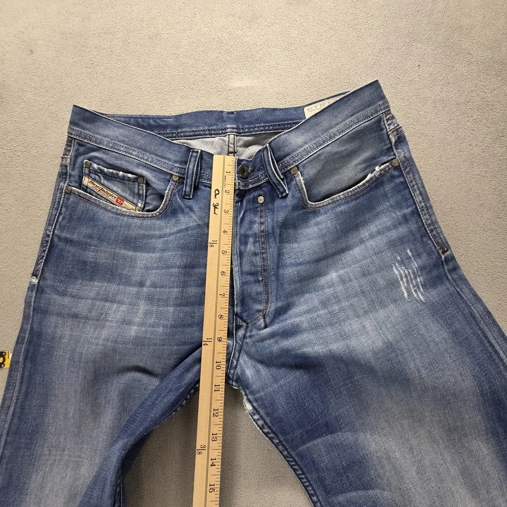 Diesel Jeans Mens 32x34 Blue Quratt Regular Straight Button Altered Hem 008BK